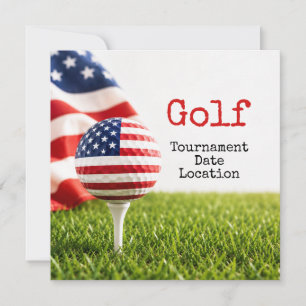 Invitation Balle de golf avec tournoi de golf du drapeau amér