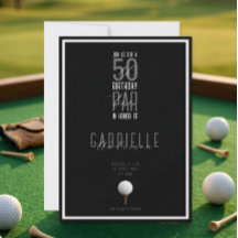 Balle de golf élégante noire et blanche 50 ans Par