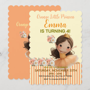 Invitation Balle de la petite princesse orange