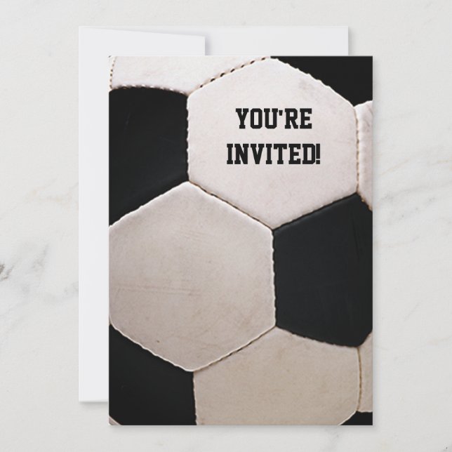 Invitation Balle de soccer blanche et noire (Devant)