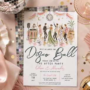 Invitation Balle Disco à l'aquarelle pour la soirée après mar