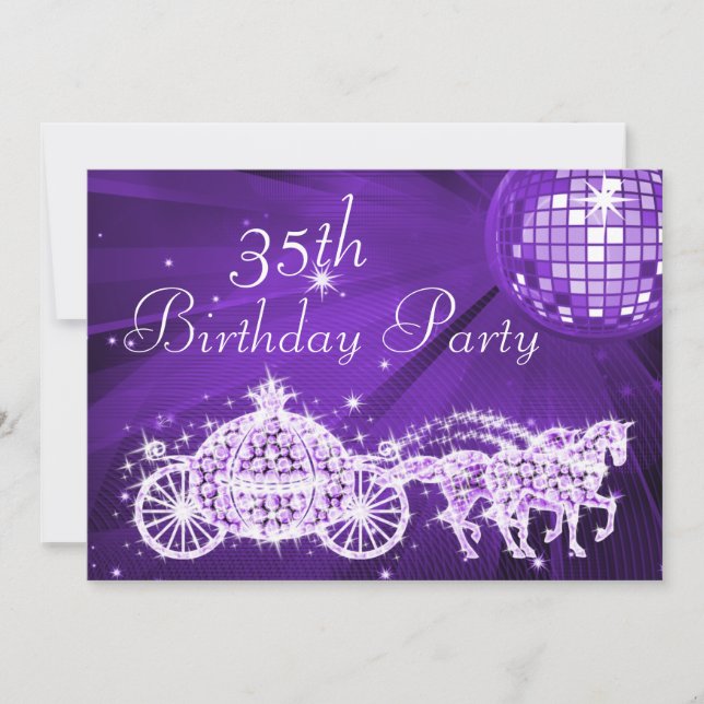 Invitation Balle Disco, Princesse Carrosse & Chevaux 35e Anni (Devant)