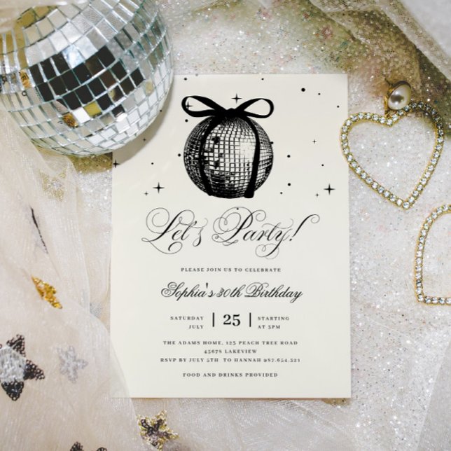Invitation Balle Disco Tirée À La Main De Whimsical À Tout Âg (Créateur téléchargé)