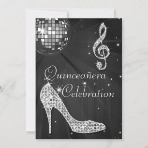 Invitation Balle et talons étincelants Quinceañera Disco
