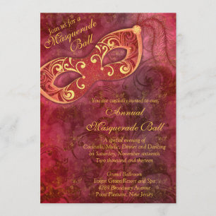 Invitation Balle mascarade de Mardi Gras Gold de Bourgogne