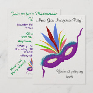 Invitation Balle Mascarade Mardi Gras violet
