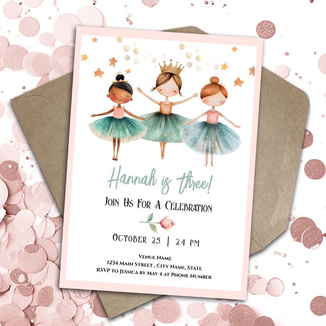 Invitation Ballerina 3e fille anniversaire (Créateur téléchargé)