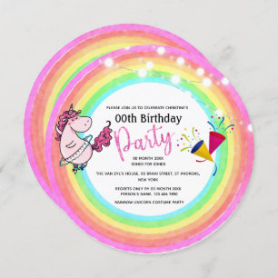 Invitation Ballerina arc-en-ciel 2 anniversaire de naissance 