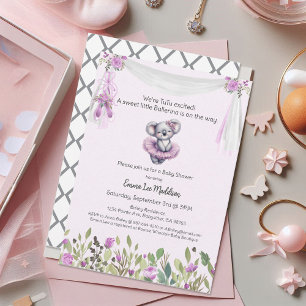 Invitation Ballerina Baby Girl Douche Tutu Elégant Koala