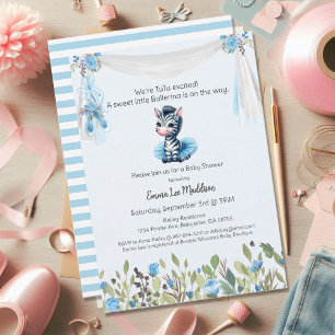 Invitation Ballerina Baby Girl Douche Tutu Elégant Zebra