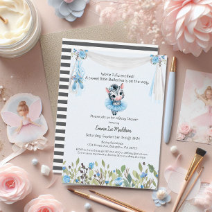 Invitation Ballerina Baby Girl Douche Tutu Excitée Zebra