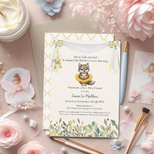 Invitation Ballerina Baby Girl Douche Tutu Loup excité
