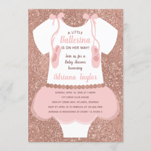 Invitation Ballerina Baby shower Invitation, Rose Gold