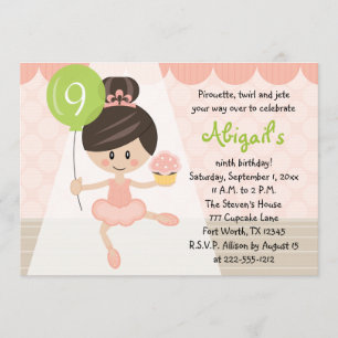 Invitation Ballerina Birthday Brunette