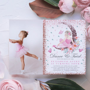 Invitation Ballerina Birthday Moon Dance & Twirl Photo