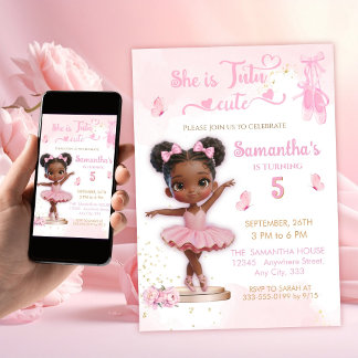 Invitation Ballerina Birthday - Tutu Cute Ballerina party