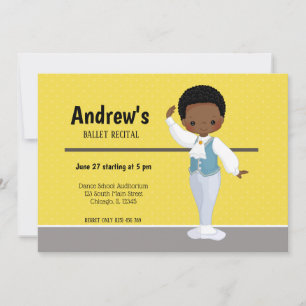 Invitation Ballerina boy - choisir la couleur arrière - plan
