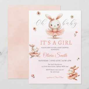 Invitation Ballerina Bunnies Oh Baby Bunny Girl Baby shower