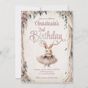 Invitation Ballerina Bunny Girl Anniversaire