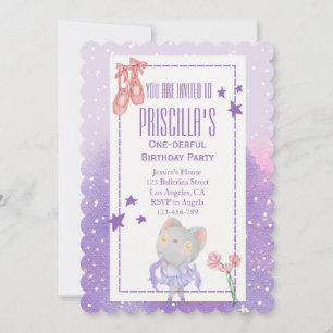 Invitation Ballerina Cat Anniversaire de enfant Party