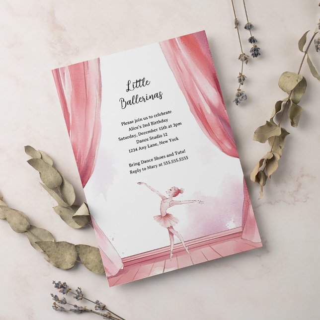 Invitation Ballerina Center Stage Anniversaire de enfant Part (Créateur téléchargé)