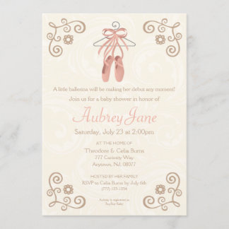 Invitation Ballerina Chaussures Ballet Baby Girl Douche Invit