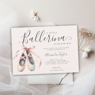 Invitation Ballerina Chaussures Rubans Pink Gold Baby Girl Do