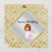 Ballerina Cute Anniversaire Fête d'INVITATION sirè