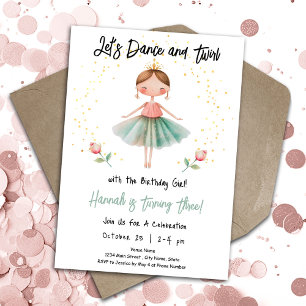 Invitation Ballerina Dance Twirl 3ème anniversaire fille