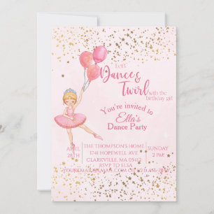 Invitation Ballerina danse rose aquarelle