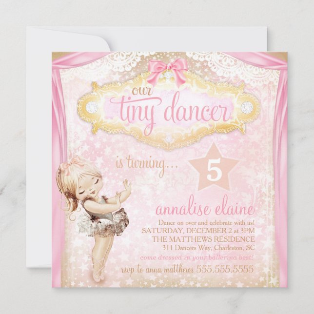 Invitation Ballerina, danseuse minuscule Vintage du GC (Devant)