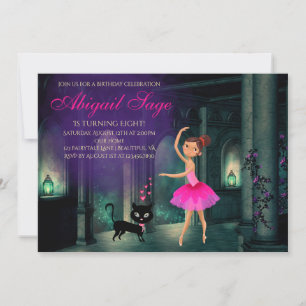 Invitation Ballerina enchanteresse et danse de ballet de chat