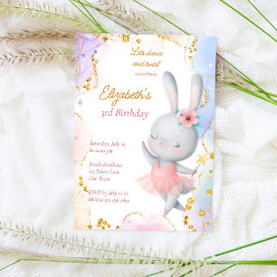 Invitation Ballerina fête d'anniversaire mignon lapin dansant