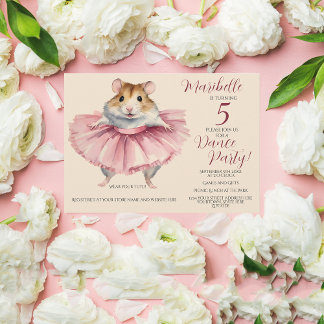 Invitation Ballerina Hamster Girls Birthday Party