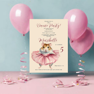 Invitation Ballerina Hamster Girls Birthday Party