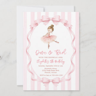 Invitation Ballerina Let's Dance & Twirl Pink Party Birthday
