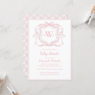 Invitation Ballerina Monogram Grandmillennial Baby shower