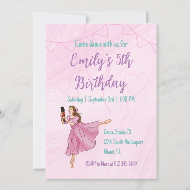 Invitation Ballerina Nutcracker - Anniversaire de enfant Part (Devant)