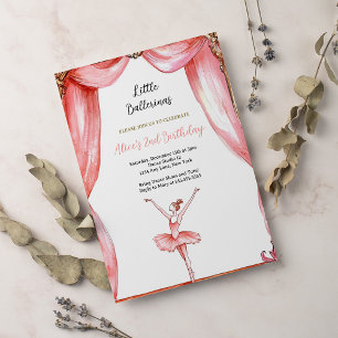 Invitation Ballerina Pink Ballet Danseuse Fille Deuxième Anni
