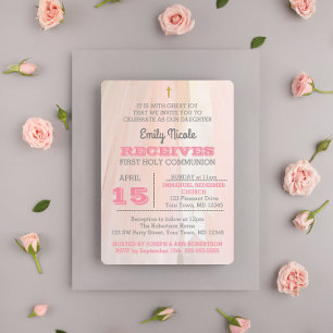 Invitation Ballerina Pink Première Sainte Communion Invitatio