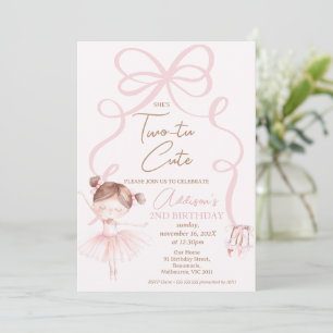Invitation Ballerina Pink Two Tu Cute 2e anniversaire