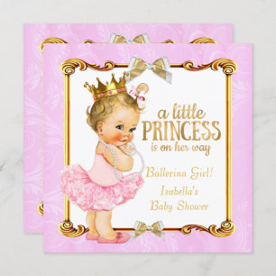 Invitation Ballerina Princess Baby shower Rose Gold Blonde