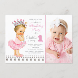Invitation Ballerina Princess Pearl Girl Birthday Party