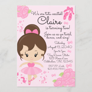 Invitation Ballerina rose Ballet Tutu Anniversaire