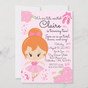 Invitation Ballerina rose Ballet Tutu Anniversaire