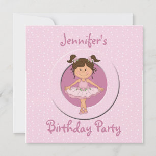 Invitation Ballerina rose mignonne fête d'anniversaire