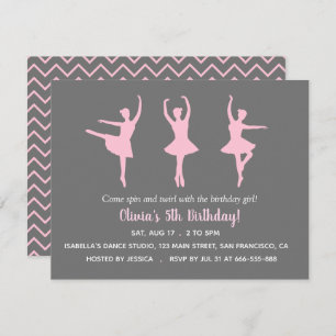 Invitation Ballerina Silhouette Filles Anniversaire