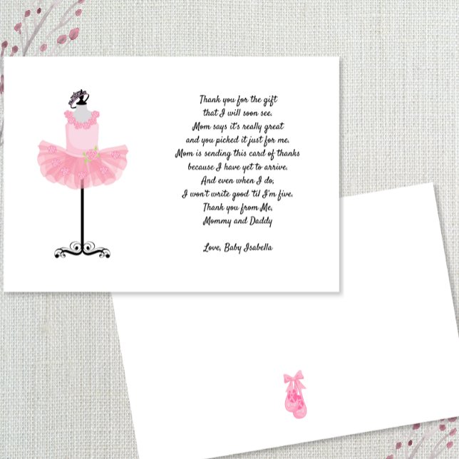 Invitation Ballerina Tutu merci note avec poème (Créateur téléchargé)
