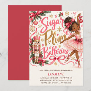 Invitation Ballerine Afro-Américaine Sucre Plum 2e anniversai