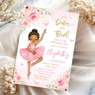 Invitation Ballerine Dansez & Tournez Rose Fête d'anniversair
